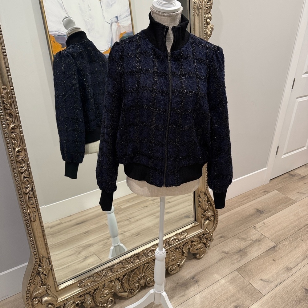 Marled Midnight Blue Bomber Jacket